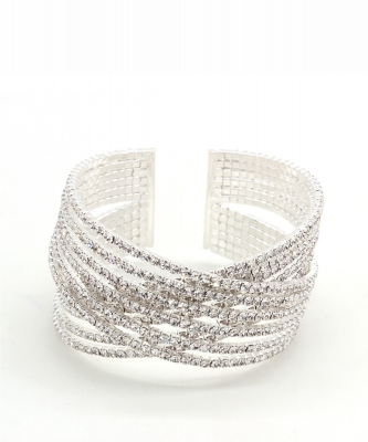 Criss Cross Rhinestone Bracelet BS300055 SILVER CL